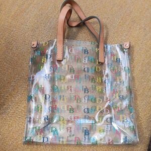 Dooney & Bourke Multicolor Transparent Tote with Tan Handles